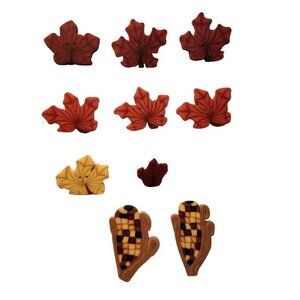 Fall Autumn Just Another Button Co JABC Lot 10 Leaves Harvest Corn Stitching New